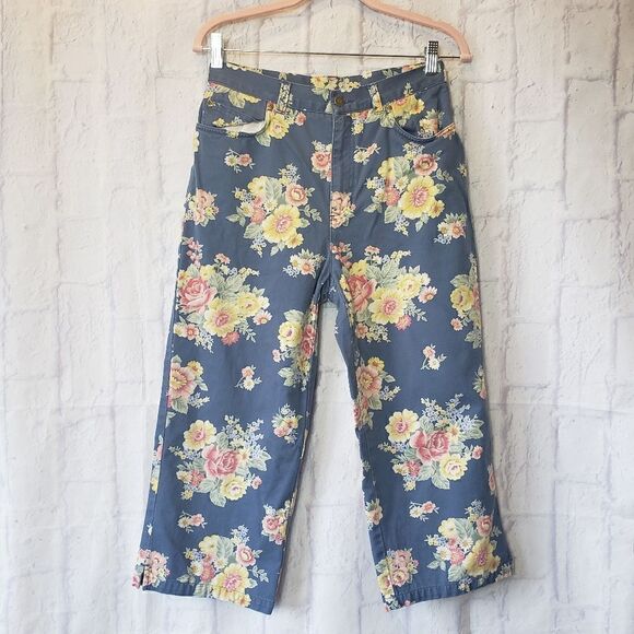 Jones New York Pants - JONES NEW YORK Floral Wide Leg Cropped Pants High Rise 8